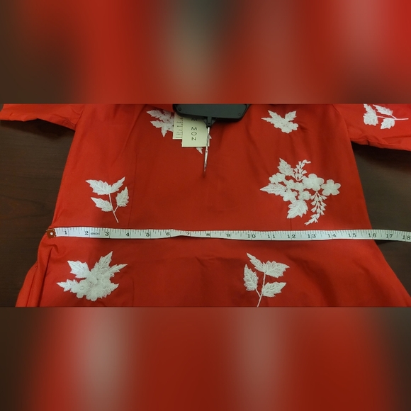 Fanm Mon Red Floral Midi Dress MSRP$399 - Picture 5 of 5